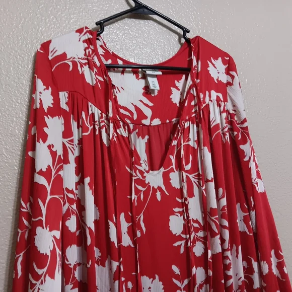 Voluminous Johanna Ortiz X H&M Red White Floral Maxi Dress - Picture 3 of 5